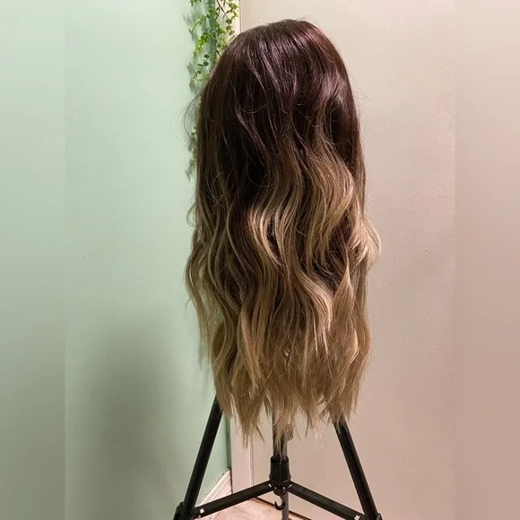 Human/Synthetic Blend Dark Blonde Ombre Lace Front Wig - Picture 5 of 10